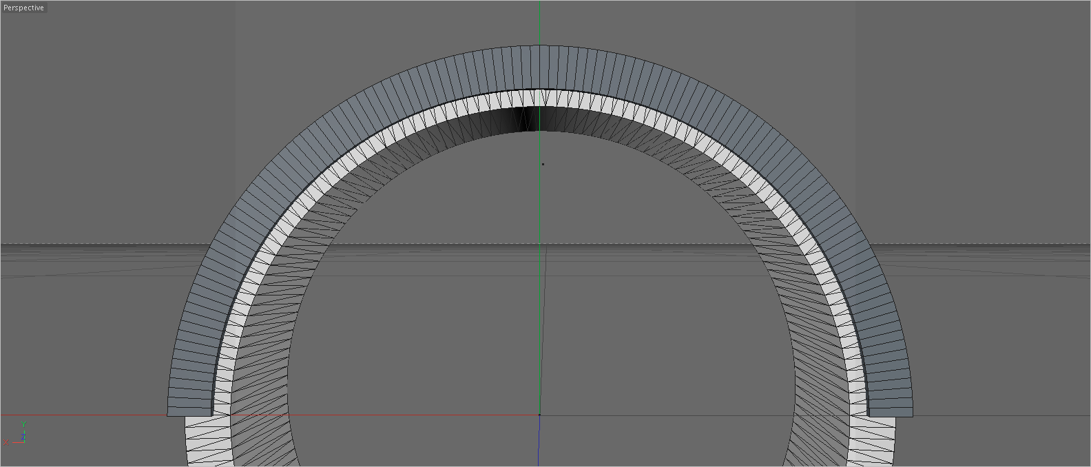 A screenshot from Cinema4D, showing a tube primitive laid over the duct ring model.