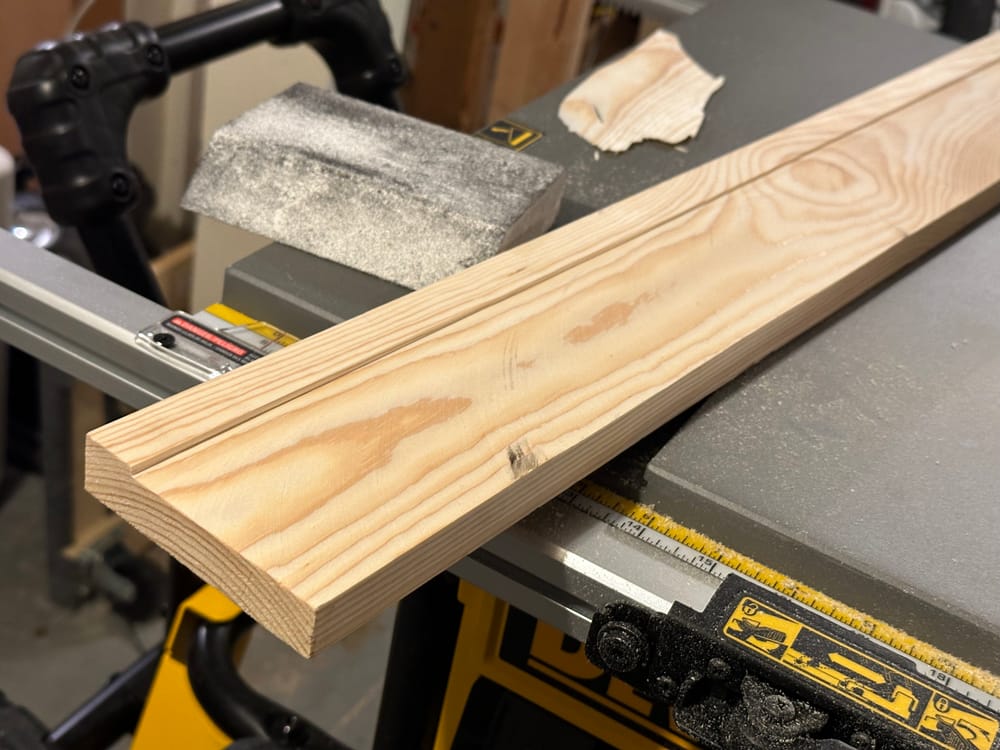 Length of wood with a groove cut into it